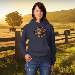 Niedlich Ginger Kitten Herbst Ernte Pumpkins Fraue Hoodie