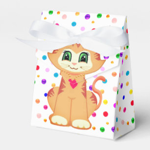 Niedlich Ginger Tabby Kitty Cat & Confetti Vielen  Geschenkschachtel