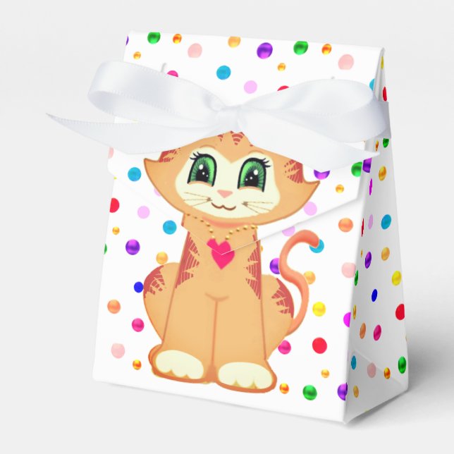 Niedlich Ginger Tabby Kitty Cat & Confetti Vielen  Geschenkschachtel (Vorderseite)
