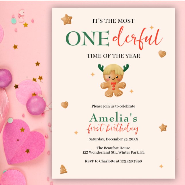 Niedlich Gingerbread Einzigerzeit 1. Geburtstag Einladung (Von Creator hochgeladen)