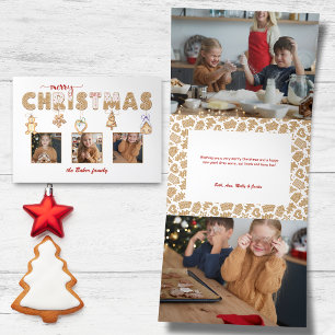 Niedlich Gingerbread Frohe Weihnachten Multiphoto Dreifach Gefaltete Urlaubskarte