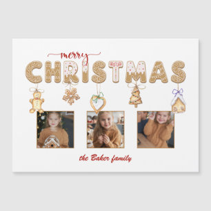 Niedlich Gingerbread Frohe Weihnachten Multiphoto Magnetkarte