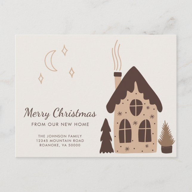 Niedlich Gingerbread House Holiday Moving Ankündigungspostkarte (Vorderseite)