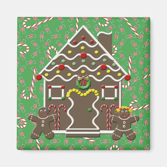 Niedlich Gingerbread House Man Girl Christmas Cand Magnet (Vorne)