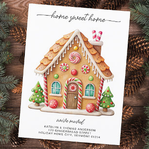 Niedlich Gingerbread House New Address Holiday Mov Ankündigungspostkarte