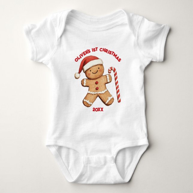 Niedlich Gingerbread Man Baby First 1. Weihnachten Strampler (Vorderseite)