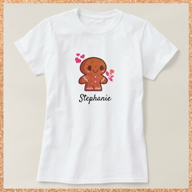 Niedlich Gingerbread Man Blume T - Shirt (Von Creator hochgeladen)