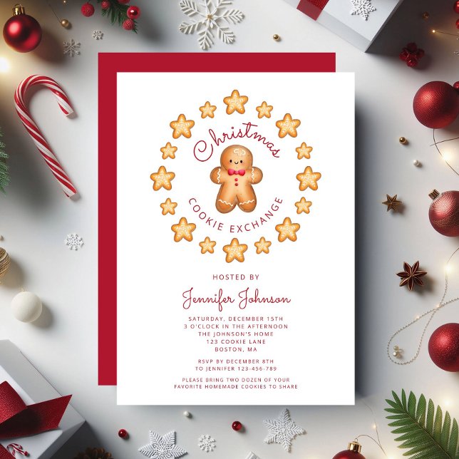 Niedlich Gingerbread Man Christmas Cookie Exchange Einladung (Cute Gingerbread Man Christmas Cookie Exchange Invitation)