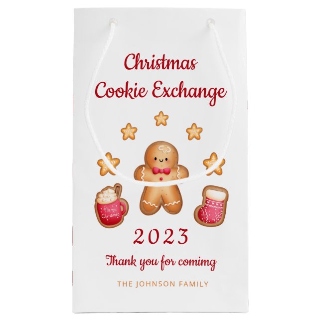 Niedlich Gingerbread Man Christmas Cookie Exchange Kleine Geschenktüte (Rückseite)