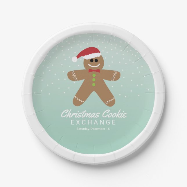Niedlich Gingerbread Man Christmas Cookie Exchange Pappteller (Vorderseite)