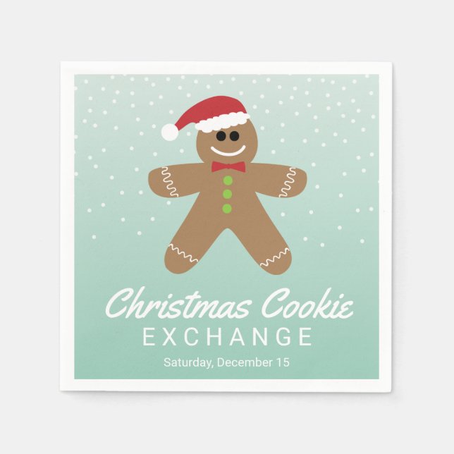 Niedlich Gingerbread Man Christmas Cookie Exchange Serviette (Vorderseite)