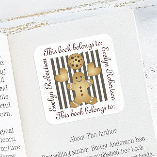 Niedlich Gingerbread Man Cookie Buchzeichen Quadratischer Aufkleber