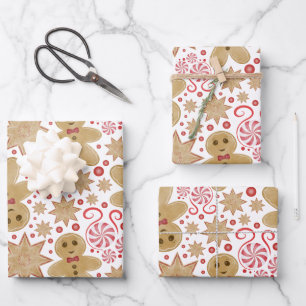 Niedlich Gingerbread Man & Peppermint Weihnachten Geschenkpapier Set