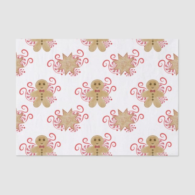 Niedlich Gingerbread Man & Peppermint Weihnachten Seidenpapier (Vorderseite)