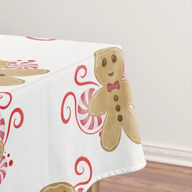 Niedlich Gingerbread Man & Peppermint Weihnachten Tischdecke (Beispiel)