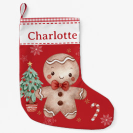 Niedlich Gingerbread Man Tree Candy Cane Red Gingh Kleiner Weihnachtsstrumpf