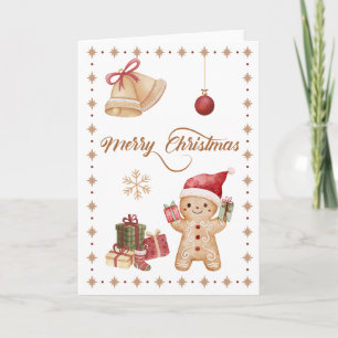 Niedlich Gingerbread Man Watercolor "Frohe Weihnac Karte