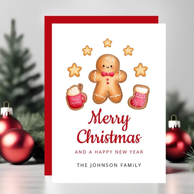 Niedlich Gingerbread Mann Frohe Weihnachten (Cute Gingerbread Man Merry Christmas Holiday Card)