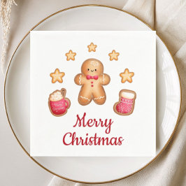 Niedlich Gingerbread Mann Frohe Weihnachten Serviette
