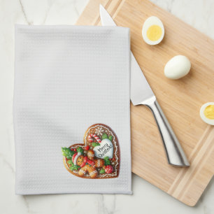 Niedlich Gingerbread Mann Herz Frohe Weihnachten Geschirrtuch