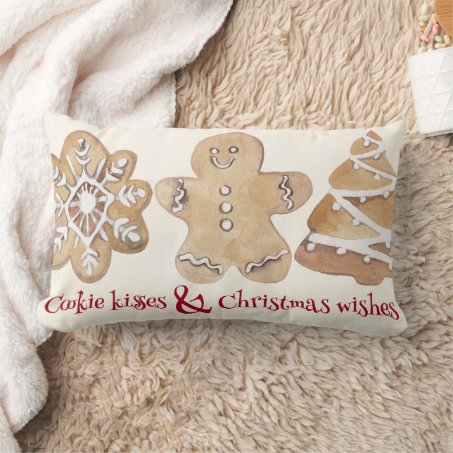 Niedlich Gingerbrei Cookie Kisses Weihnachtswünsch Lendenkissen (Decke)