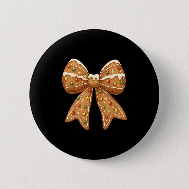 Niedlich Gingerbrei Coquette Bow Weihnachten Weihn Button (Vorderseite)