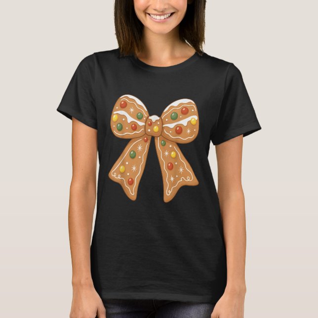 Niedlich Gingerbrei Coquette Bow Weihnachten Weihn T-Shirt (Vorderseite)
