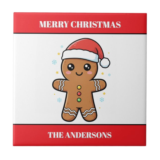 Niedlich Gingerbrei Man Custom Christmas Fliese (Vorderseite)