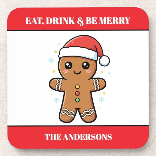 Niedlich Gingerbrei Man Custom Christmas Getränkeuntersetzer (Vorderseite)