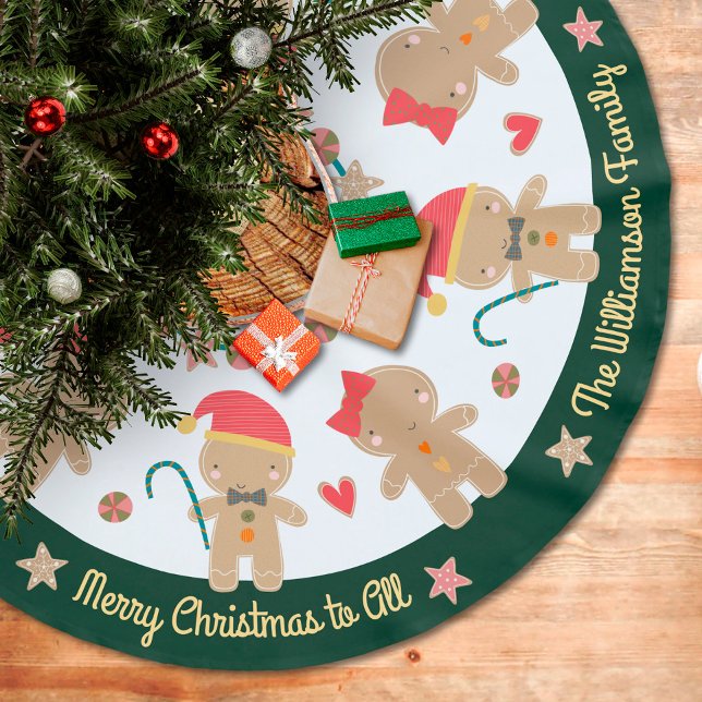 Niedlich Gingerbrei Man Holiday Rustic Custom Gree Polyester Weihnachtsbaumdecke (Von Creator hochgeladen)