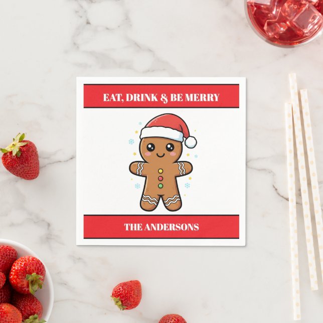 Niedlich Gingerbrett Man Custom Christmas Paper Serviette (Beispiel)