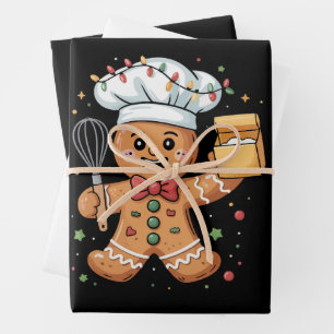 Niedlich Gingerbrot Mann Baker Weihnachtsgebäck Ko Geschenkpapier Set