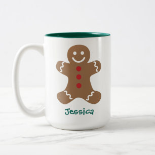 Niedlich Gingerbrot Mann Personalisiert Zweifarbige Tasse