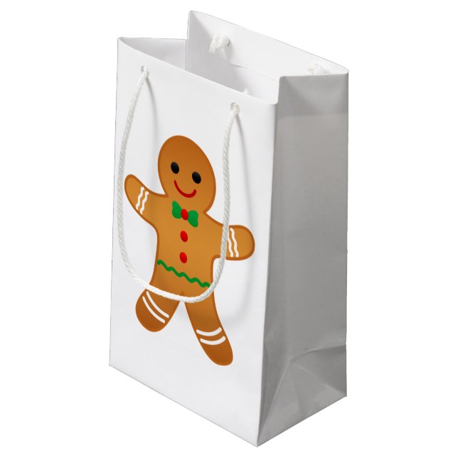 Niedlich Gingerbrot Mann Weihnachtsgeschenktasche Kleine Geschenktüte (Rückseite Schrägansicht)