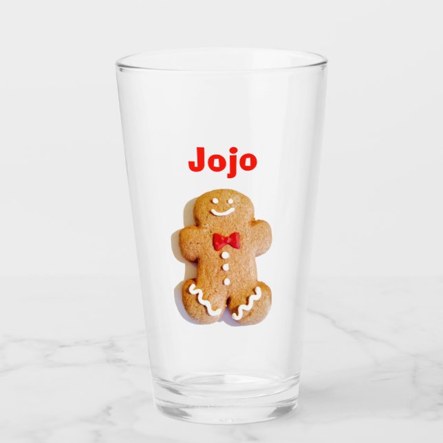 Niedlich Gingernap Gingerbrot Mann Red Holiday 4Jo Glas (Vorderseite)