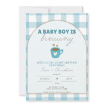 Niedlich Gingham Baby Brewing Shower Einladung