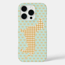Niedlich Gingham Dackel Monogram Duck Blue iPhone 16 Pro Hülle