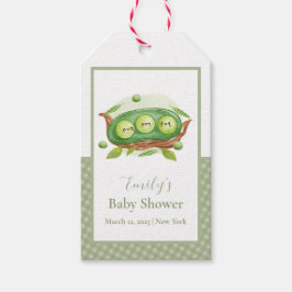 Niedlich Gingham Greenery Sweet Pea in Pod Baby Du Geschenkanhänger