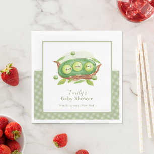 Niedlich Gingham Greenery Sweet Pea in Pod Baby Du Serviette
