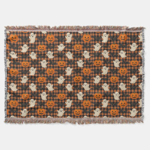Niedlich, Gingham-halloween-Geist-Kürbisbäume Decke