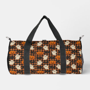 Niedlich, Gingham-halloween-Geist-Kürbisbäume Duffle Bag