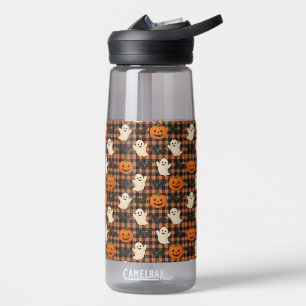 Niedlich, Gingham-halloween-Geist-Kürbisbäume Trinkflasche