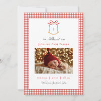 Niedlich Gingham Mit Monogramm Christmas Birth