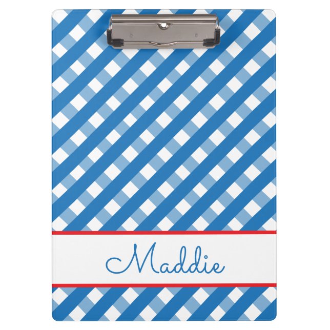 Niedlich Gingham Personalisiert Clipboard Klemmbrett (Vorderseite)
