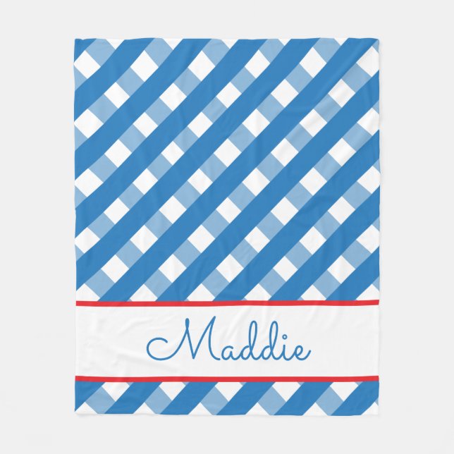 Niedlich Gingham Personalisiert Fleece Blanket (Vorderseite)