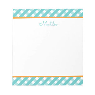 Niedlich Gingham Personalisiert Notepad Notizblock