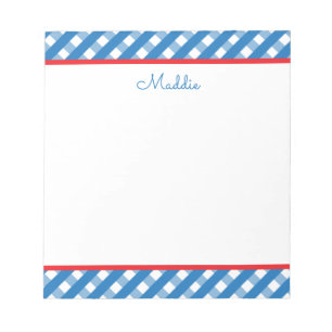Niedlich Gingham Personalisiert Notepad Notizblock