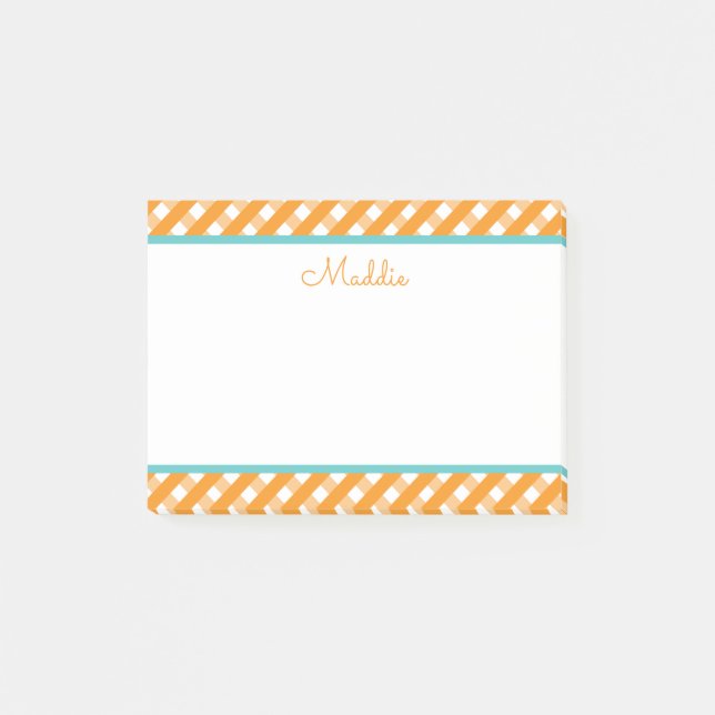 Niedlich Gingham Personalisiert Notepad Post-it Klebezettel (Vorderseite)