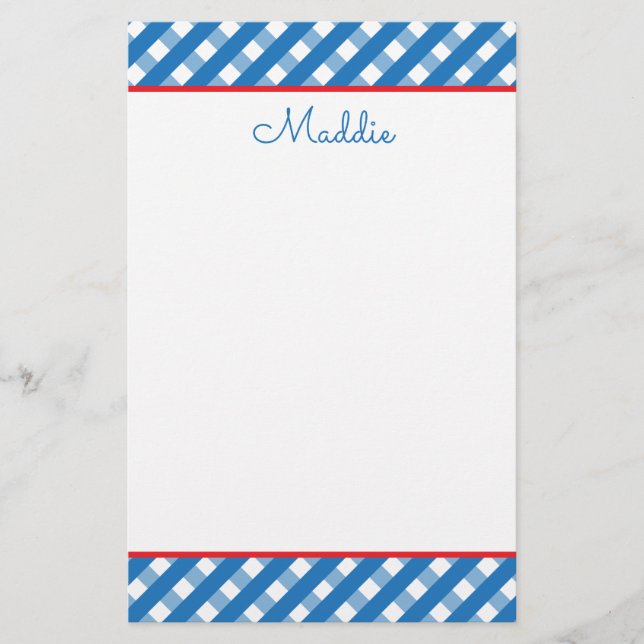 Niedlich Gingham Personalisiert Stationery (Vorderseite)