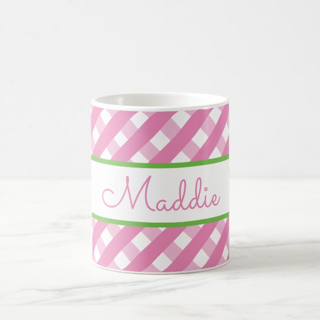 Niedlich Gingham Personalisierte Mug Kaffeetasse (Mittel)